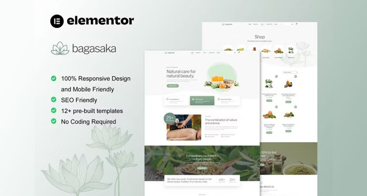 Bagasaka - Ayurveda Treatment Elementor Pro Template Kit