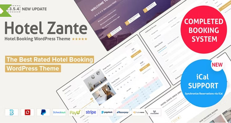 Hotel Theme Zante Hotel Booking WordPress Theme